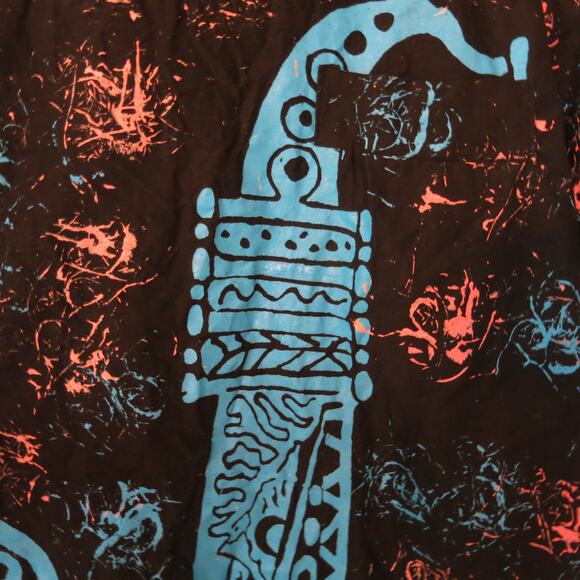 AFRICAN Handmade Dashiki Mens Shirt Saxophone Short Sleeve Black Blue One Size - Picture 11 of 13